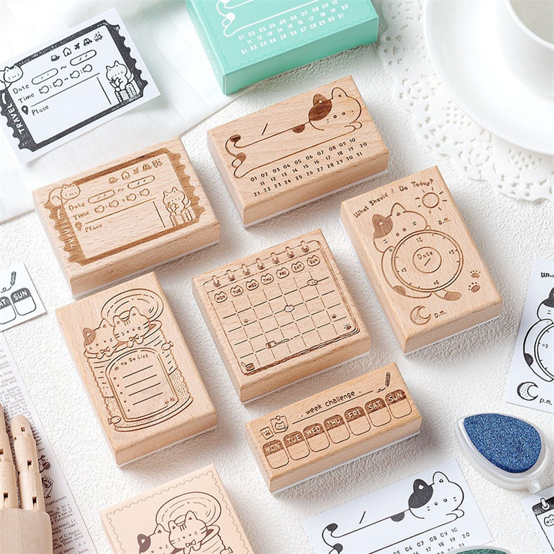 Rubber Date Stamp - Tampon en caoutchouc en bois motif