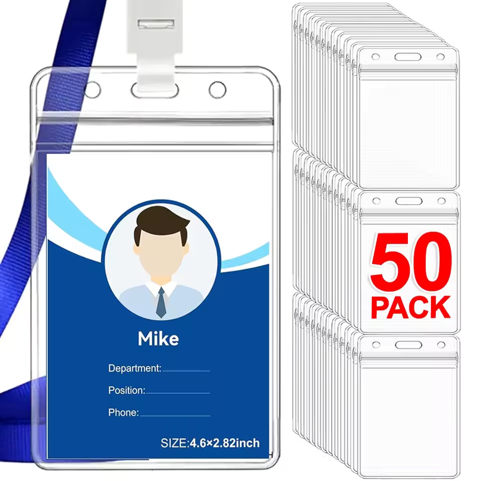 Index Card Holder - Porte-badge transparent pour nom et identification,