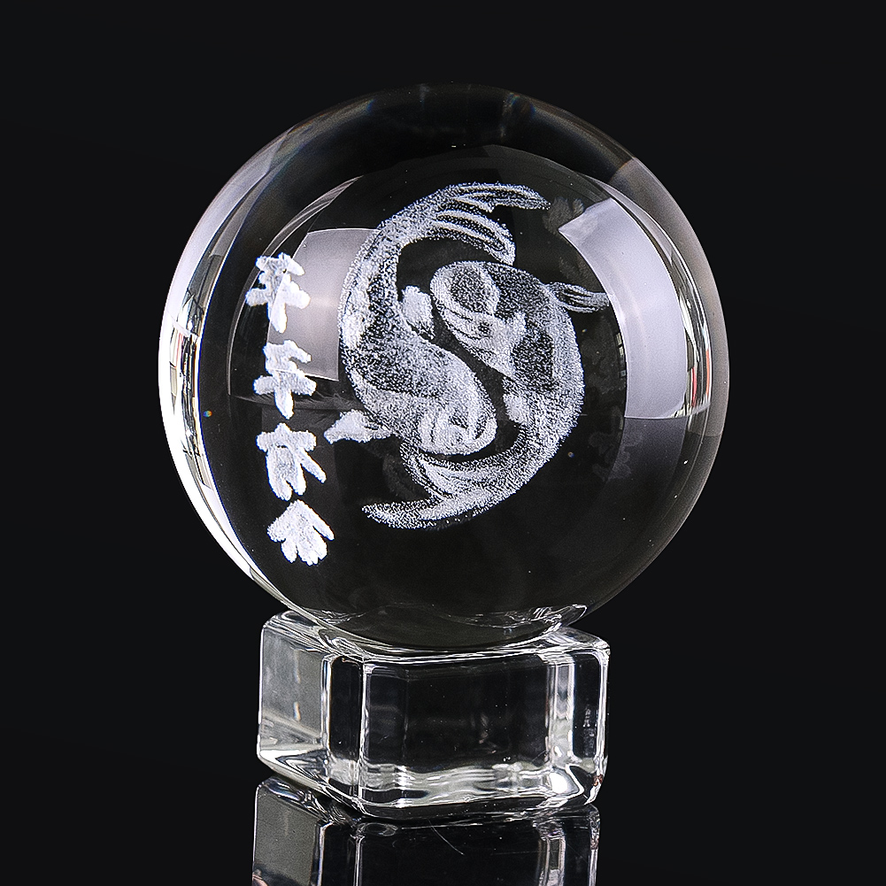 Paper Weight Crystal - Boule de cristal gravée en 3D,