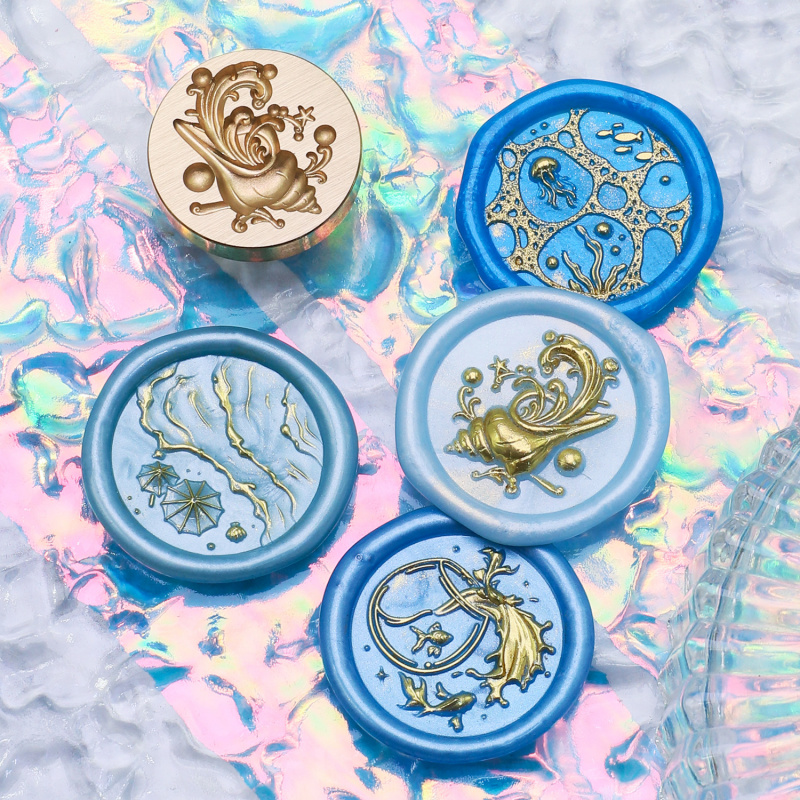 Wax Seal Stamp Set - Série de Relief de fleurs d'eau,