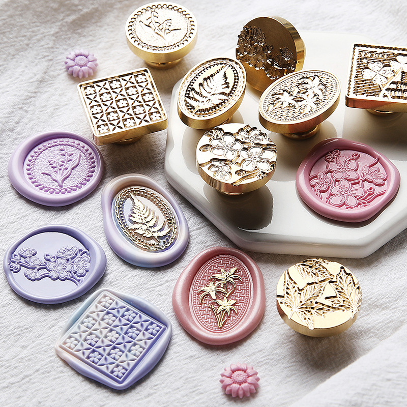 Wax Seal Stamp Set - Sceau de cire rétro, fleurs de