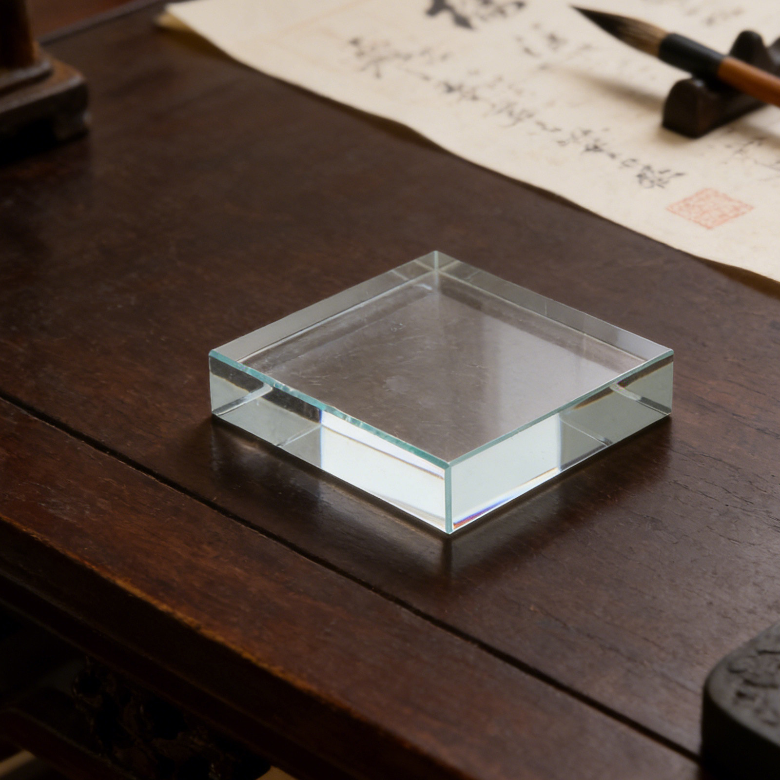 Paper Weight Crystal - Presse-papiers carré transparent, décoration cristalline, support