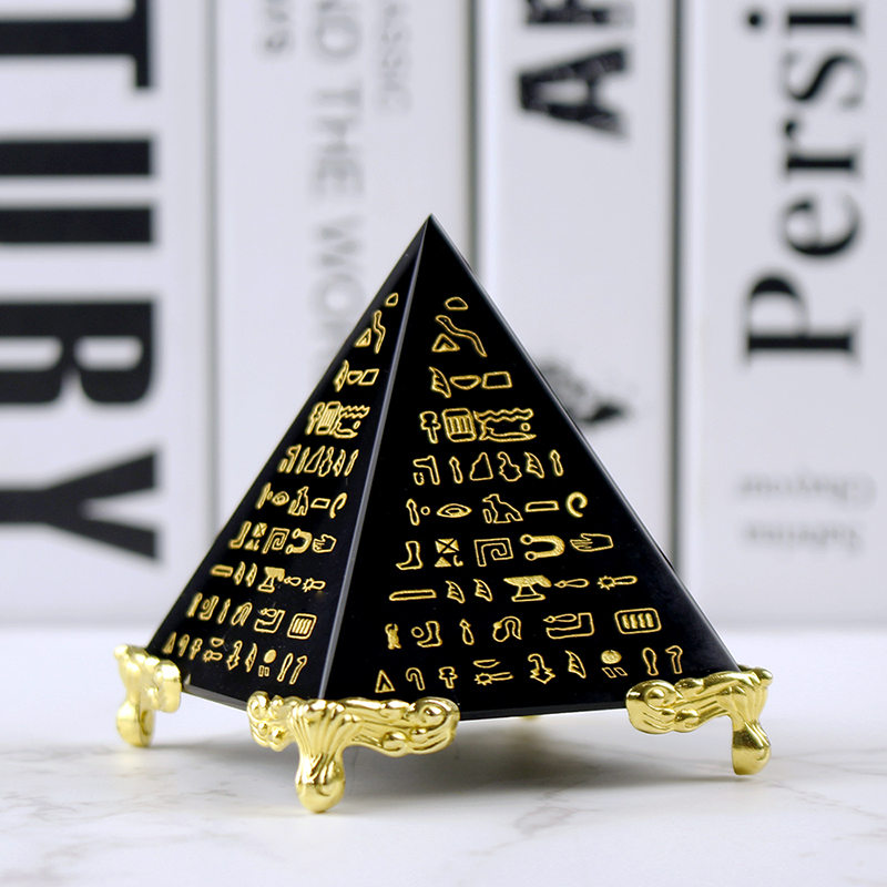 Paper Weight Crystal - Pyramide d'obsidienne en cristal égyptien, presse-papiers,