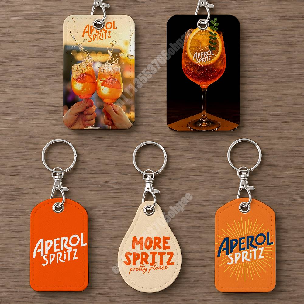 Index Card Holder - Porte-clés en cuir Orange Prosecco A-Aperol
